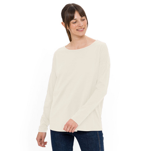 Langarmshirt aus Lyocell (TENCEL<span style=" vertical-align:super;">TM</span>) und Bio-Baumwolle, naturweiß