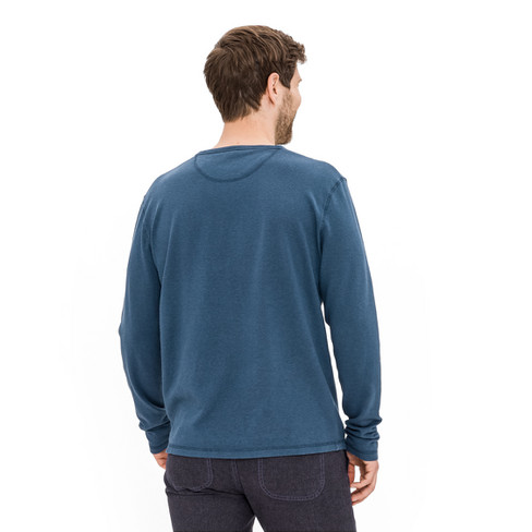 Langarmshirt aus Hanf und Bio-Baumwolle, meerblau