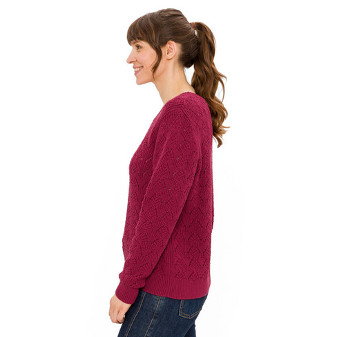 Ajour-Pullover aus reiner Bio-Baumwolle, weinlaub