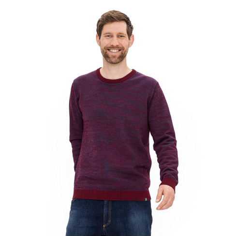 Pullover aus Hanf und Bio-Baumwolle, rubin gemustert