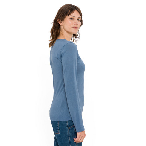 Langarmshirt aus Hanf und Bio-Baumwolle, taubenblau