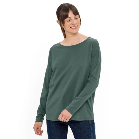 Langarmshirt aus Lyocell (TENCEL<span style=" vertical-align:super;">TM</span>) und Bio-Baumwolle, lorbeer