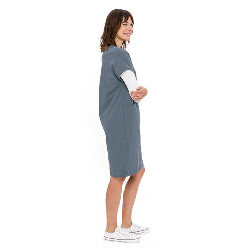 Sweatkleid aus reiner Bio-Baumwolle, taubenblau