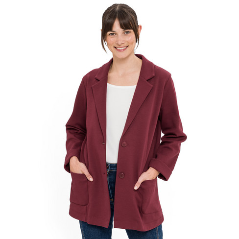 Jersey-Blazer aus Bio-Baumwolle, rubin