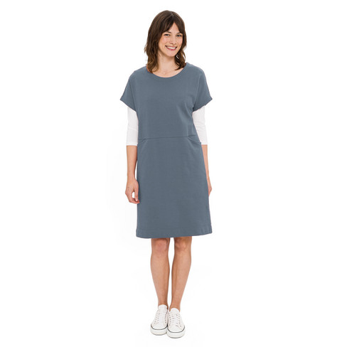 Sweatkleid aus reiner Bio-Baumwolle, taubenblau