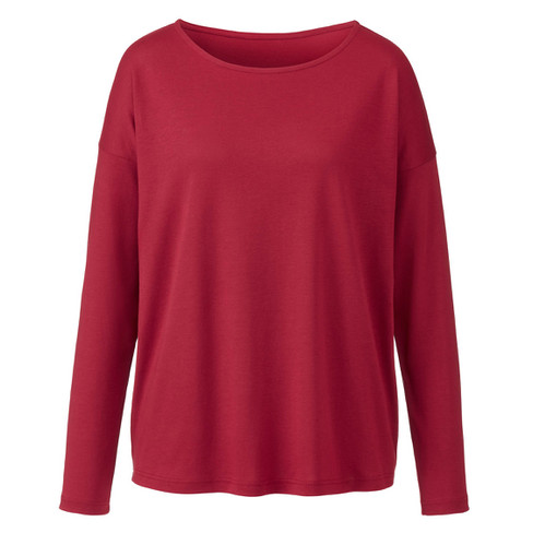 Langarmshirt aus Lyocell (TENCEL<span style=" vertical-align:super;">TM</span>) und Bio-Baumwolle, rubin